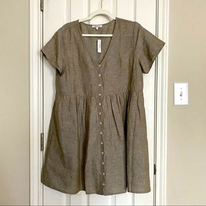 Madewell Linen-Blend Button-Front Mini Dress - L